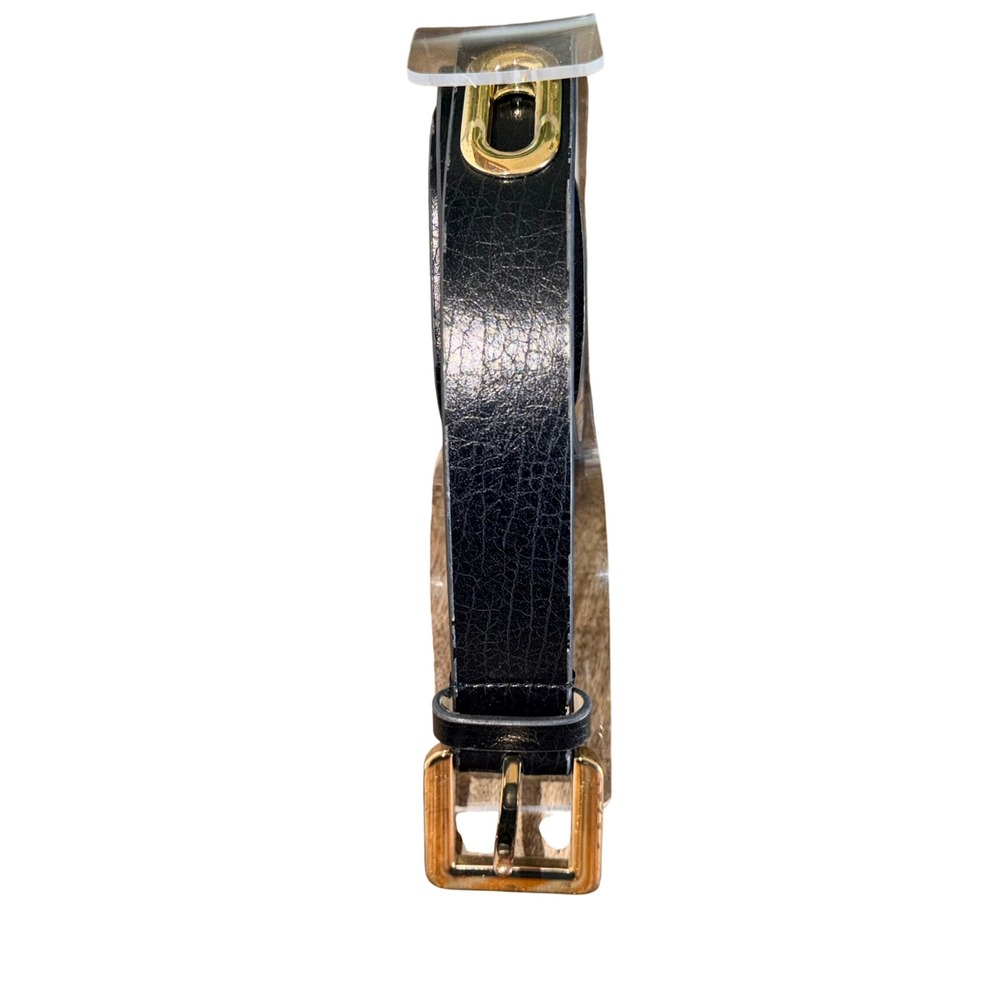 Ann Taylor Belt Women M Black Grommet Textured Faux Leather Classic Timeless